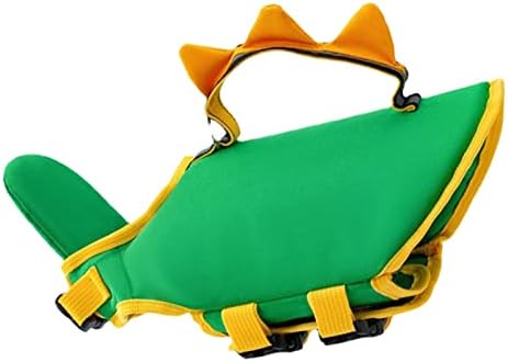 Generic Dog Life Jacket Pet Flotation Vest Dog Floatation Device High Buoyancy Reflective Oxford Fabric Rescue Handle for Swimming Boating Water Safety (Green Dinosaur M Bust: 56‑69cm/22‑27.16in,