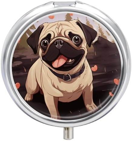 Cute Pet Pill Box for Purse Pocket Small Round Pill Case Decorative Medicine Box Travel Medicine Tablet Case Vitamin Organizer Pill Container Holder Unique Gift