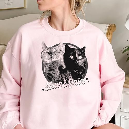 Chillever Personalized Dog Potrait Hoodie, Custom Photo Dog Mom Shirt, Sweatshirt, Gift for Dogs Cat Lovers
