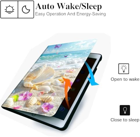 for Microsoft Surface Pro 8-13" 2021 Tablet Case,Auto Wake/Sleep,Adjustable Stand Protective Cover - Seashell Beach