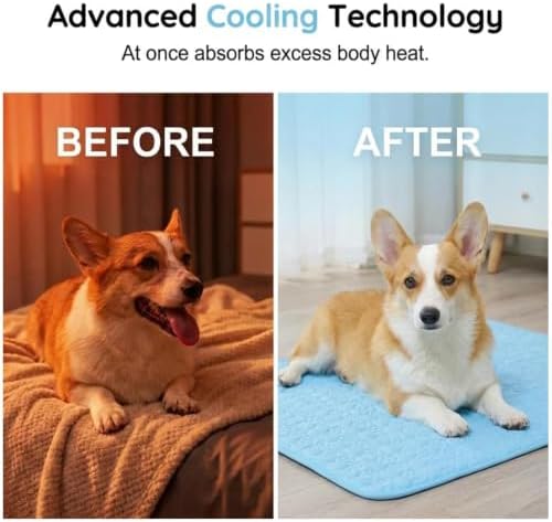 Portable Pet Cooling, Mat Anti-Slip Sleeping, Rug Dog Innovative, Versatile | Patio Summer Washable, Cat Cooling Mat, for Kennel Crate, Sofa Home Puppy, Travel Bedding Small, Medium Dog Kitten, Floor