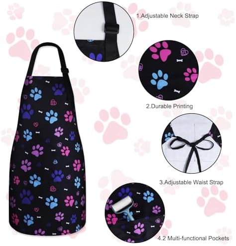 Dog Grooming Water-repellent Apron with 2 Pockets, Animals Puppy Dogs Pets Kitchen Chef Aprons for Grooming Cooking