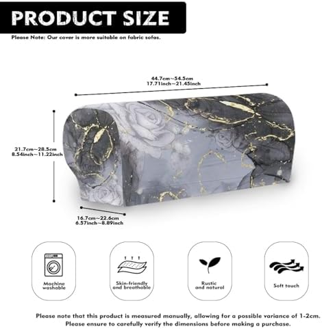 Marble Couch Arm Covers Set of 2 Armrest Covers for Sofa Soft Furniture Protector Scratch-Resistant Sofa Arm Covers Armchair Slipcovers for Recliner