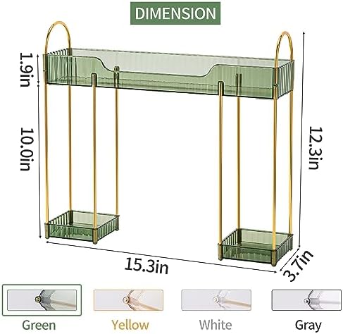 YCIA&DONE Bathroom Countertop Organizer Over The Faucet, Narrow Counter Organizers Above Sink, Table Mounted Faucet Sink Shelf for Kitchen, Toilet, Laundry(Vintage Green)
