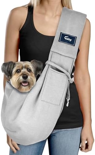 CUBY Dog and Cat Sling Carrier - Hands Free Reversible Pet Papoose Bag - Soft Pouch and Tote Design - Suitable for Puppy, Small Dogs Cats Outdoor