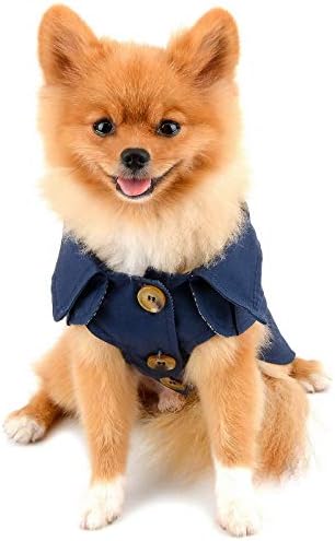 PAIDEFUL Trench Coat for Small Dogs, Blue, XXL