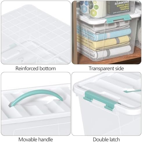 Zopnny 14-Qt Storage Bin with Lid, Stackable Latch Box with Handle, 6-Pack