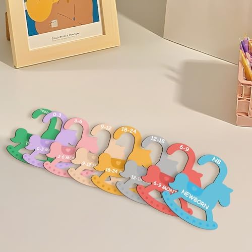 Baby Clothes Dividers for Closet - Set of 8 Wooden Baby Size Closet Dividers Newborn to 24 Months, Newborn Organizer for Boys & Girls - Rocking Horse Theme Baby Nursery Decor Kit New Parents Gifts
