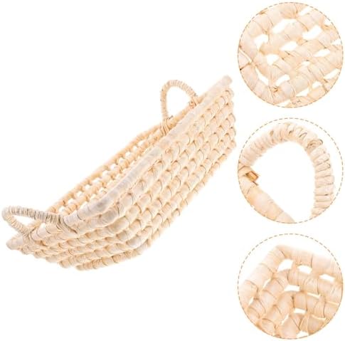 KESYOO Mini Woven Basket, Corn Husk, Beige, Open Storage Bin
