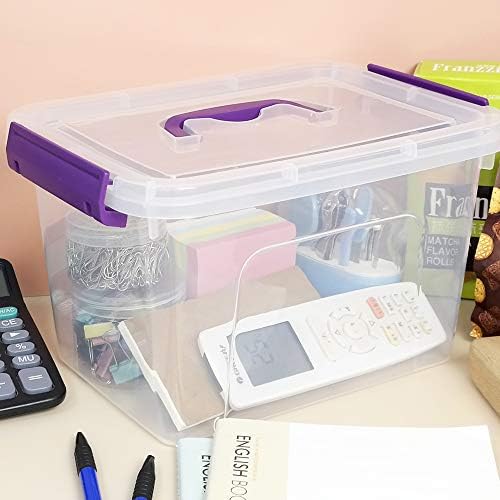 Farmoon 6 Quart Small Lidded Storage Bin, 6 Packs Latching Box Cotainer
