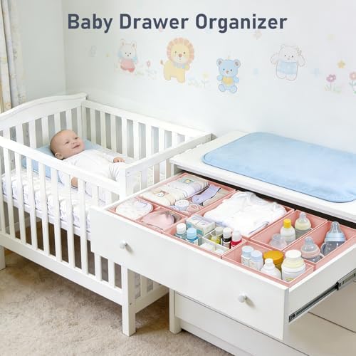 DIMJ Drawer Organizer Clothes - 30 Pack Baby Dresser Organizer for Nursery Closet Organization, Fabric Drawer Organizer Bins for Underwears Socks Bras, Foldable Storage Dividers for Bedroom