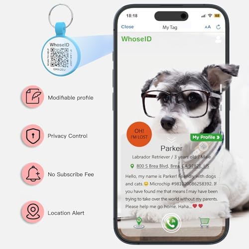 Personalized Dog Tag, Laser Engraving QR Code, Silicone Dog ID Tag, Pet Online Profile, Scan QR Code Send Location, Collar Harness Accessories (Medium to Large Breeds - 1.25", Blue)