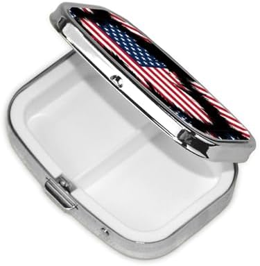 Weekly Pill Box Micro Organizer Vacation Medicine Case Compact Supplement System Travel Kit, Grunge USA American Flag