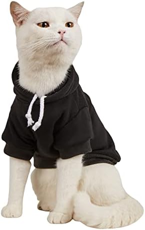 QWINEE Basic Dog Hoodie Sweatshirt Puppy Sweater Warm Cat Costumes Pet Clothes for Chihuahua Puppy Kitten Small Medium Dogs Black X-Large
