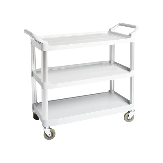 Amazon Basics 3-Tier Rolling Utility Cart with Wheels, Commercial Grade, Storage Cart with 400 lbs Loading Capacity, Portable Mobile Shelving, Gray