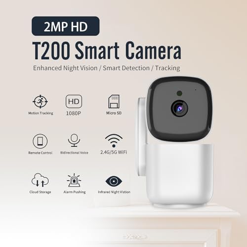 2024 New Indoor Pan-Tilt Surveillance Smart Camera、1080p HD Dog Camera W/Night Vision, Motion Detection for Baby & Pet Monitor, Cloud & Sd Card Storage, Compatible with Alexa & Google Home, 2.4g Wif