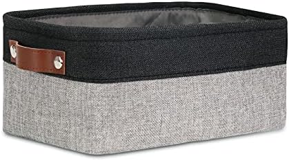 DULLEMELO Small Collapsible Fabric Basket for Organizing, Shelves, Closets, Laundry, Nursery, Decorative Gift Basket (Black&Gray)