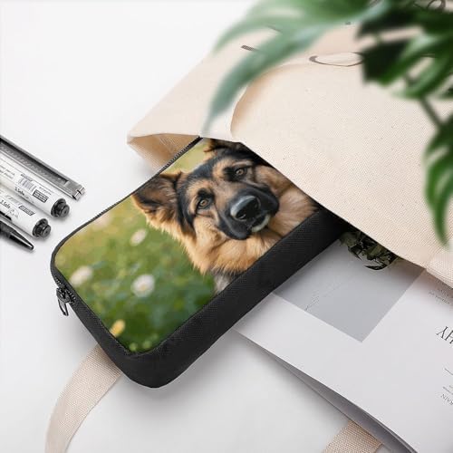 Cute Pet German Shepherd Dog Pencil Case Large Capacity Pencil Pouch | Portable Pencil Bag Zipper Pouch Small Makeup Bag for Women, Durable Aesthetic Pencil Cases for Office Supplies Organizer