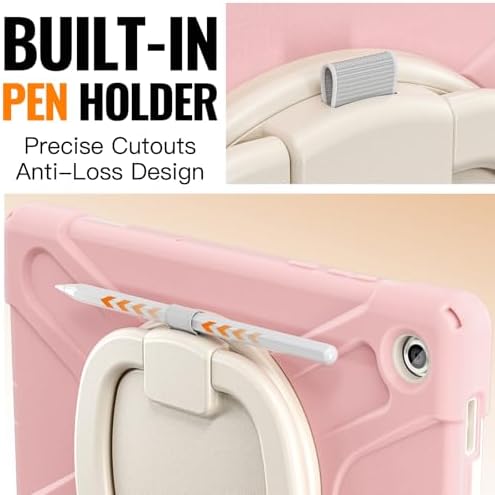 Rugged Protective Case Compatible with Samsung Galaxy Tab A11 Plus/A11 + 11" 2023 SM-X230, Military-Grade Shockproof Cover with 360° Rotating Stand & Built-in Screen Protector (Pink)