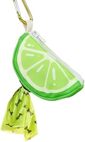 Dog Poop Bag Holder for Leash Lime Shape Pet Outdoor Accessory | Thin Lightweight Dog Waste Bag Carrier with Storage Pouch, Leash Attachment for Walking, Travel, Beach