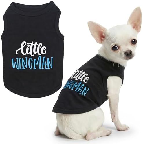Parisian Pet Dog Shirt – 100% Cotton Shirts for Small Dogs – Sleeveless Black Puppy Vest – Lightweight and Breathable Pet Apparel – Funny Summer Boy Dog Clothes - Stretchy Cute T Shirts for Dogs