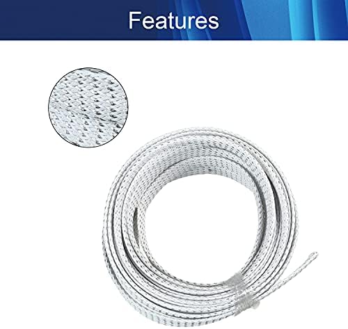 Jutagoss PET Expandable Braided Cable Sleeve, 16.4ft - 1/2 inch Silver White Cable Management Sleeve, Wire Loom Tube Cord Protector for USB Cable, Power Cord, Audio Video and More, 1Pc