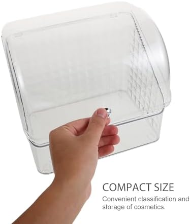 Angoily Makeup Organizer Box with Cover Large Capacity Pet Pp Storage | Elegant Desktop Case, Dustproof Categorization, Versatile Use for Cosmetics, Skincare, Brushes and Tea Bags