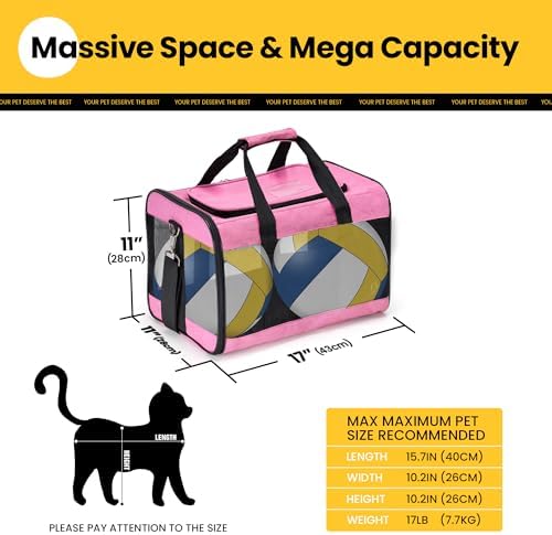 Conlun Cat Carrier Airline Approved, Soft-Sided Dog Carrier with Inner Safety Leash, Pet Transport Carrier for Small-Medium Cats Puppies up to 15 Lbs, Collapsible Travel Kitten Carrier Bag -Pink M | Airline Approved,with Inner Safety Leash,Collapsible ...