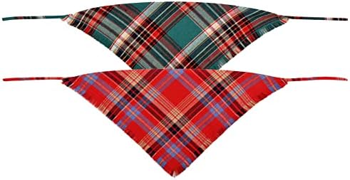 Christmas Dog Bandana Plaid Reversible Triangle Bibs Scarf Accessories