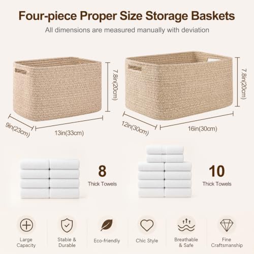 OIAHOMY 4 Pack Storage Baskets for Organizing 15L Cube Storage Bins Black