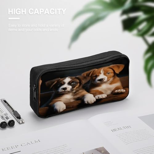 Puppies Dogs Pets Animals Pencil Case Large Capacity Pencil Pouch Portable Cute Pen Bags Multifunctional Pencil Bag Sturdy Aesthetic Pen Pouch Fashion Tool Bag Desk Organizer Unisex