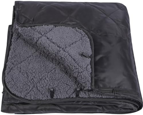 REDCAMP Large Outdoor Blanket 79"x79" Sherpa Fleece Lining, Black | Cold Weather Warm Thick Outdoor Blanket Comfy Foldable & Windproof for Camping Stadium,Car,Picnics,Pet,Trip,Machine Washable