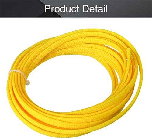Othmro 5m/16.4ft PET Expandable Braid Cable Sleeving Flexible Wire Mesh Sleeve Yellow,Cord Management for Home Office