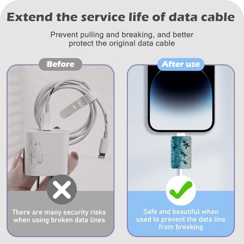 Cute Cable Protector 4PCS Set for iPhone Type-c Charger, Pink/Blue/Yellow Butterflies Pattern Phone Charger Protector for Women,Data Cable Saver,Charging Cord Protector for iPhone