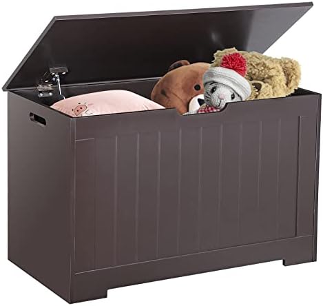 30 Inch Wooden Storage Chest, Storage Trunk w/2 Safety Hinges,Storage Bench,Modern Lift Top Chest Box Organizer for Entryway,Living Room, Bedroom,Brown