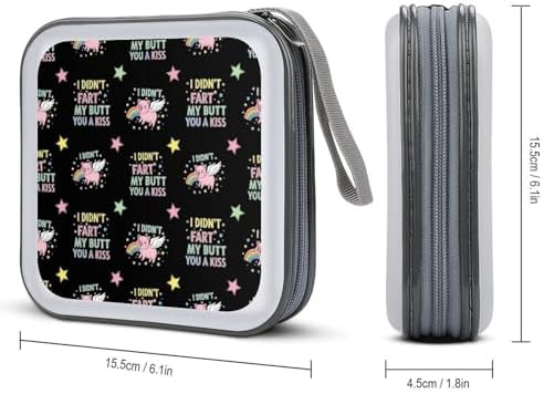 Hard Plastic 40-Disc Storage Binder I Didnt My Blew You A Kiss Cute Pig, Protective CD/DVD Wallet with Zipper, Portable Organizer for Movies Music