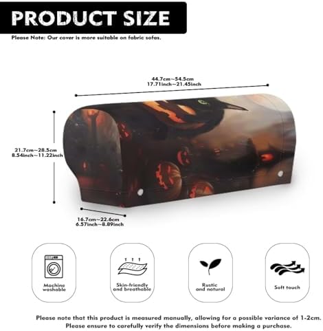 Pumpkin Couch Arm Covers Set of 2 Arm Chair Covers Slipcover Scratch-Resistant Sofa Arm Covers Protect Anti-Slip Furniture Protector Halloween Decoration