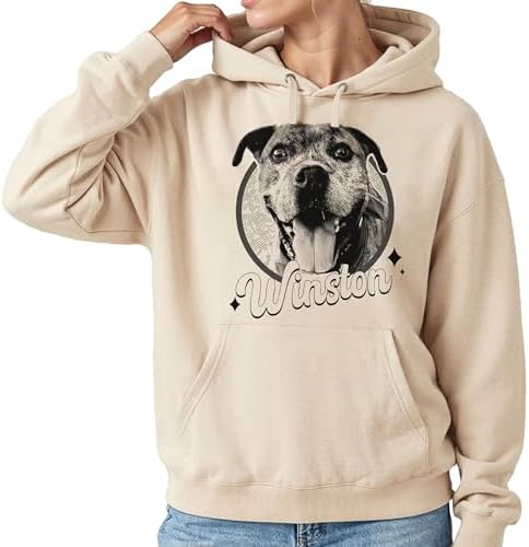 Chillever Personalized Dog Potrait Hoodie, Custom Photo Dog Mom Shirt, Sweatshirt, Gift for Dogs Cat Lovers