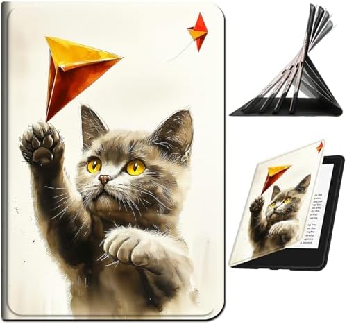 Case for Samsung Galaxy Tab A8 10.5" 2022 Model (SM-X200/X205/X207) | Slim Leather Smart Cover with Multi-Angle Anti-Slip Stand [Auto Wake/Sleep] Shell for Women Men - Gray Cat Painting