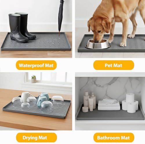 TigeJoy Under Sink Mats for Kitchen Waterproof 25" x 22", Cabinet Liner