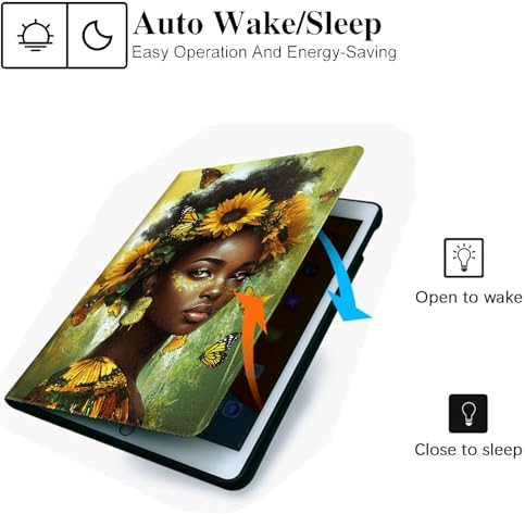 for Microsoft Surface Pro 11/10/9-13" 2024/2022 Tablet Case,Auto Wake/Sleep,Adjustable Stand Protective Cover - Sunflower Butterfly African Girl