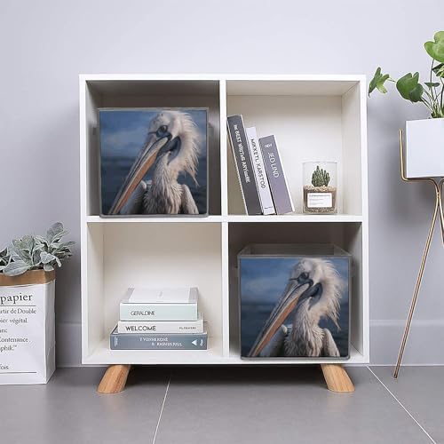 6PCS Foldable Storage Bins Realistic Pelican Printed Storage Container With Handle Large Capacity Storage Boxes Storage Cubes for Household Organization Shelves