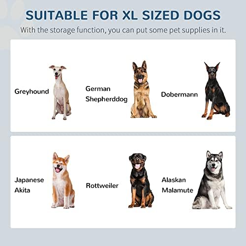 Elevated Dog Feeder with Storage 2 Stainless Steel Bowls Stand for Large Dogs Raised Feeding Station for Joint & Spine Health MDF Frame in Neutral Gray Pet Food Organizer
