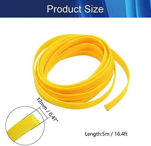 Jutagoss PET Expandable Braided Cable Sleeve, 16.4ft - 1/2 inch Yellow Cable Management Sleeve, Wire Loom Tube Cord Protector for USB Cable, Power Cord, Audio Video and More, 1Pc