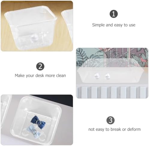 SEWACC 13pcs Plastic Desk Drawer Organizer Bins for Classified Organization, Reusable Pet Storage Boxes with Rectangle and Square Shapes, for Desktop and Working Desk Accessories
