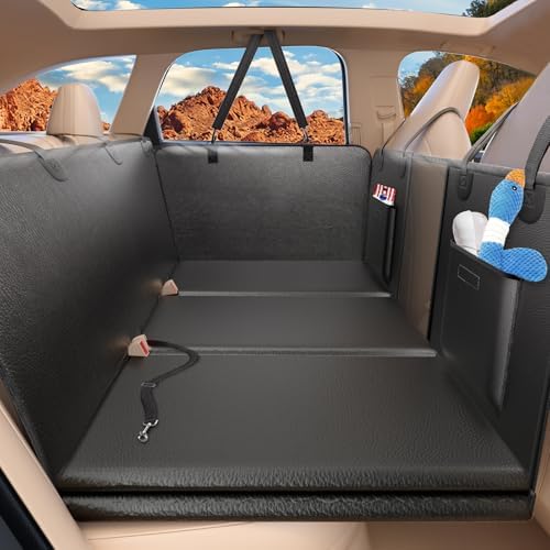 Hard Bottom Dog Car Seat Cover for Back Seat, PU Leather Extender