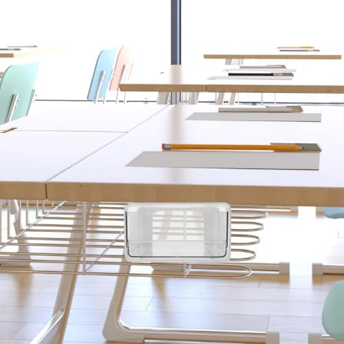 Desk Organizer Drawer Storage Box for Home Office, White Pet and Hips Material with Large Capacity, Strong and Easy to Install Storage Solution for Notes and Chargers