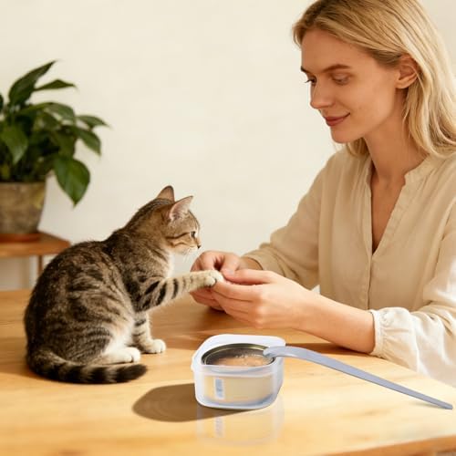 4Pack Canned Cat Food Storage Container for 3oz Cat Cans, Transparent Plastic Pet Food Sealer with Airtight Lids and Stainless Steel Spoon for 2.56''/65mm Small Cans
