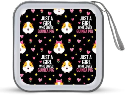 CD Case Holder with 40 Capacity, Guinea Pigs Disc Organizer Binder | Portable DVD Case, Just Girl Who Loves Guinea Pigs, Sturdy Zipper, Carry Handle, Hard Plastic Car Accessories