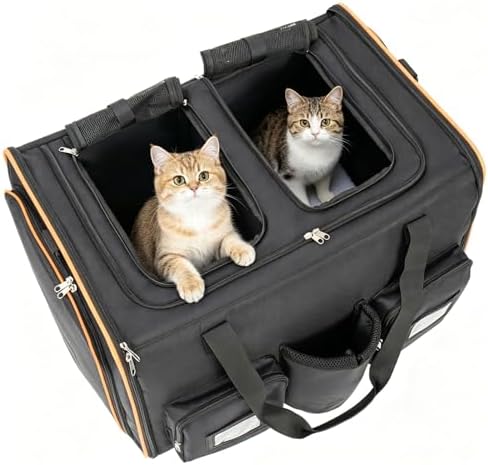 Expandable 2 in 1 Pet Travel Crate with Rolling Double Wheels, Large Foldable Build and Removable Divider, Breathable Oxford Portable Outdoor Pet Gear